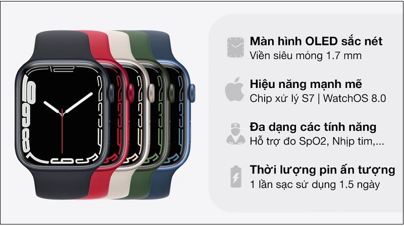 Apple Watch Series 7 GPS c&aacute;c g&oacute;c cạnh được v&aacute;t tr&ograve;n mềm mại hơn